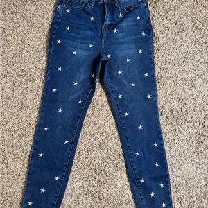 Judy Blue Skinny Blue Jeans with Star Pattern